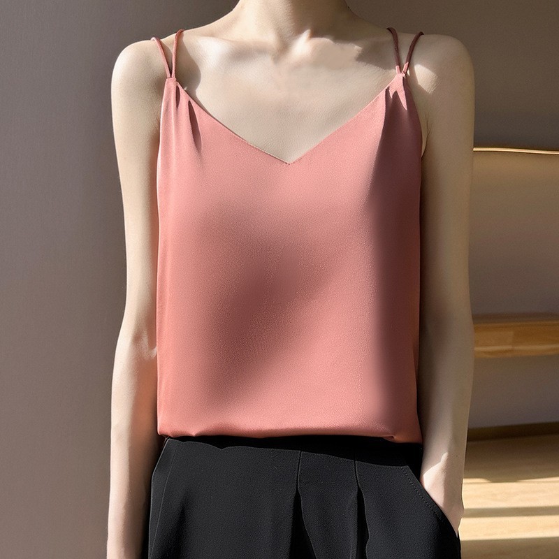 Camisole Mulberry Silk Sexy Tops Womens V Neck Summer Blouse Casual Shirt Tee