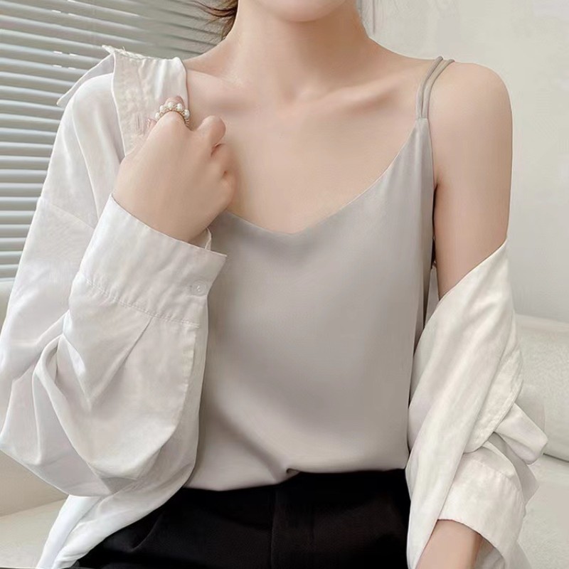 Camisole Mulberry Silk Sexy Tops Womens V Neck Summer Blouse Casual Shirt Tee