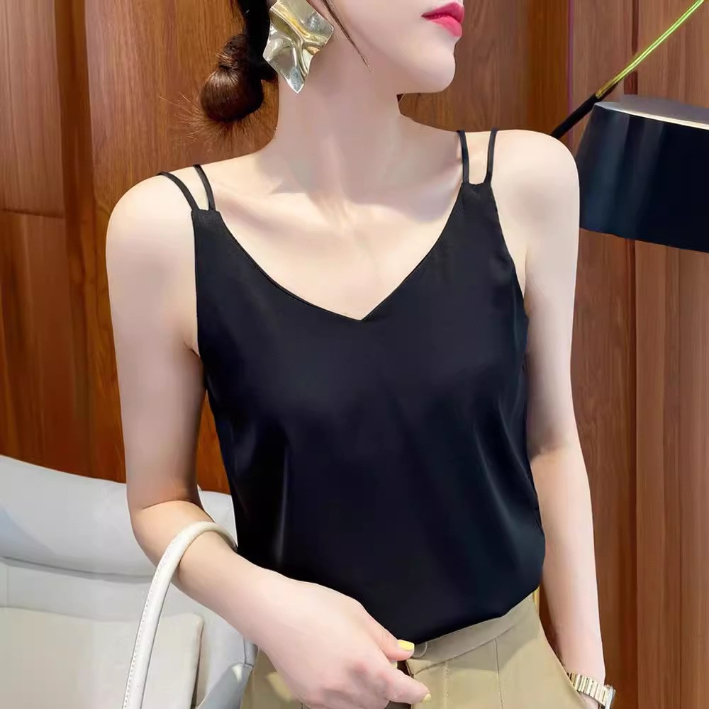 Camisole Mulberry Silk Sexy Tops Womens V Neck Summer Blouse Casual Shirt Tee