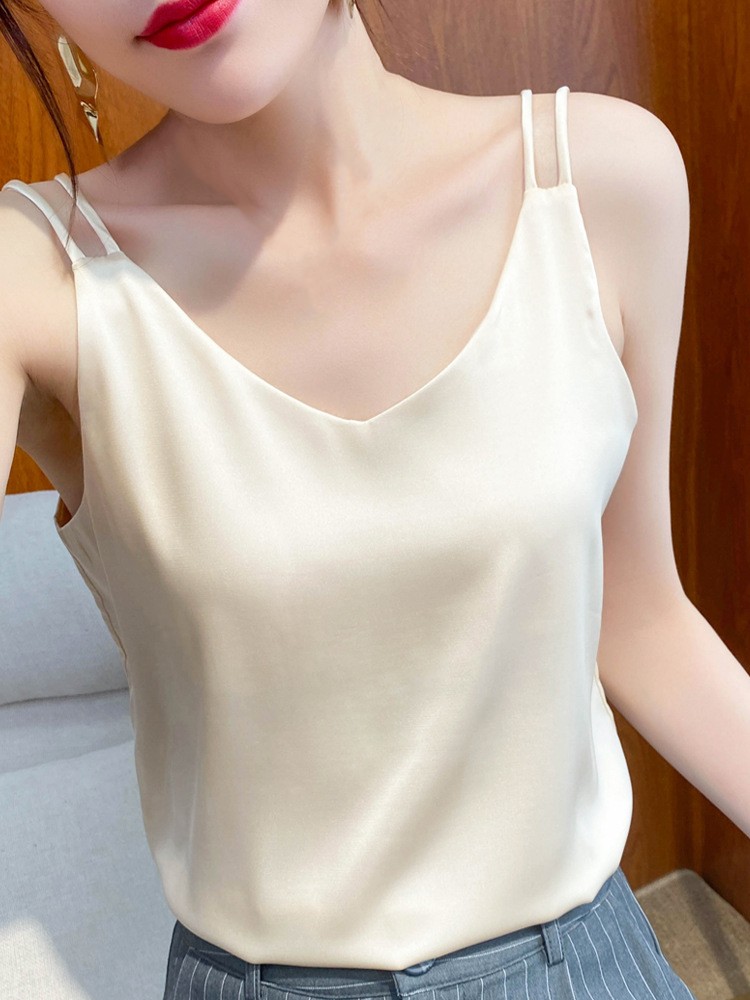 Camisole Mulberry Silk Sexy Tops Womens V Neck Summer Blouse Casual Shirt Tee