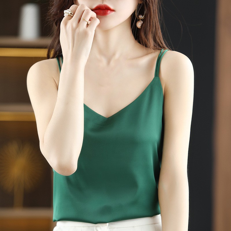 Camisole Mulberry Silk Sexy Tops Womens V Neck Summer Blouse Casual Shirt Tee