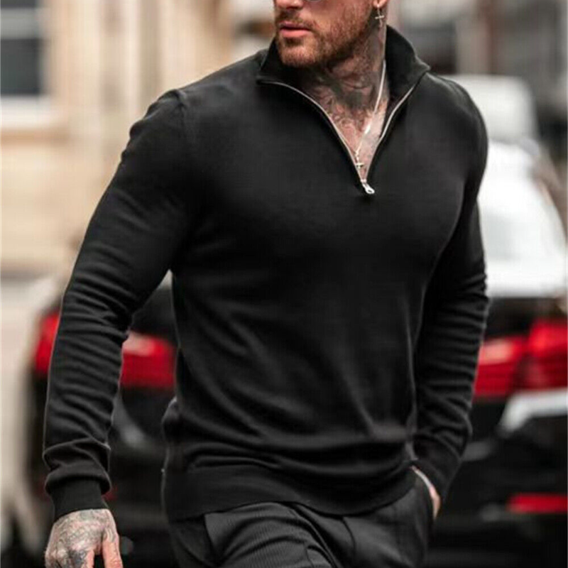 Men's Long Sleeve Muscle Shirts Fashion Stretch Sports Shirts Casual Golf Shirt