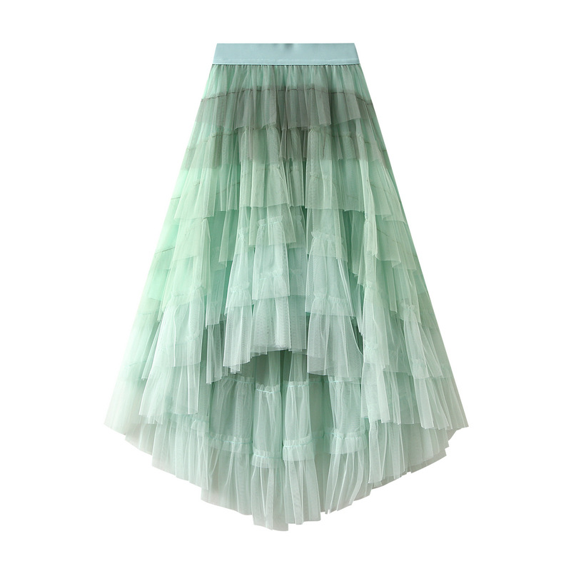 Women Gradient Puffy Cake Long Mesh Skirt Elastic Waist Ball Gown Tulle Skirt - Picture 16 of 20