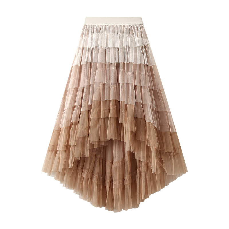 Women Gradient Puffy Cake Long Mesh Skirt Elastic Waist Ball Gown Tulle Skirt - Picture 20 of 20