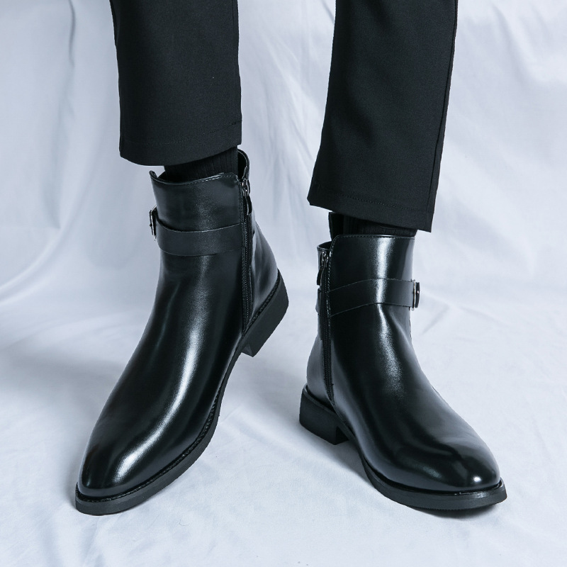 Men Chelsea Casual Leather Business Boots Fashion British Style Pointed Toe Shoe - Picture 8 of 9