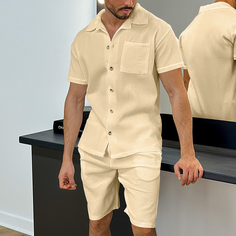 Men 2 PCS Summer Outfit 2-Piece Set Short Sleeve Shirt and Shorts Sweatsuit Sets - Picture 17 of 17