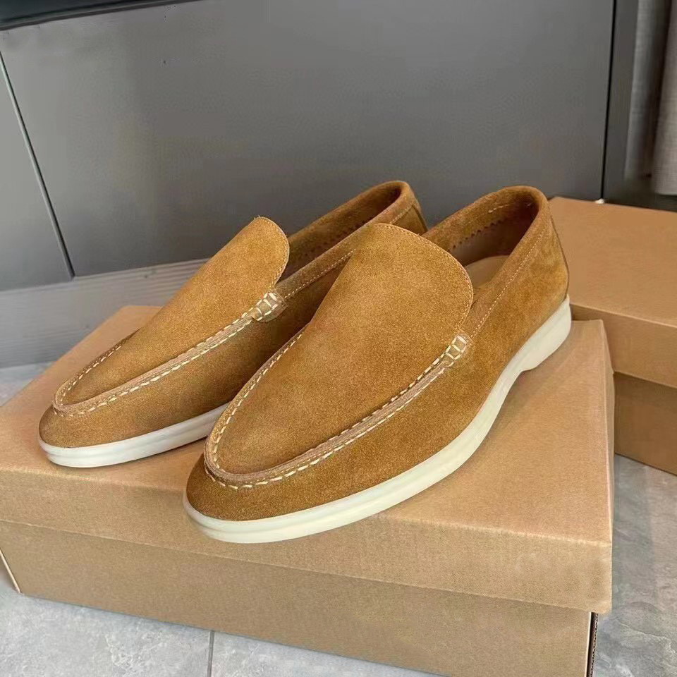 Men's Summer Casual Loafers Faux Suede Slip-On Flat Driving Shoes Plus Size - Picture 14 of 14