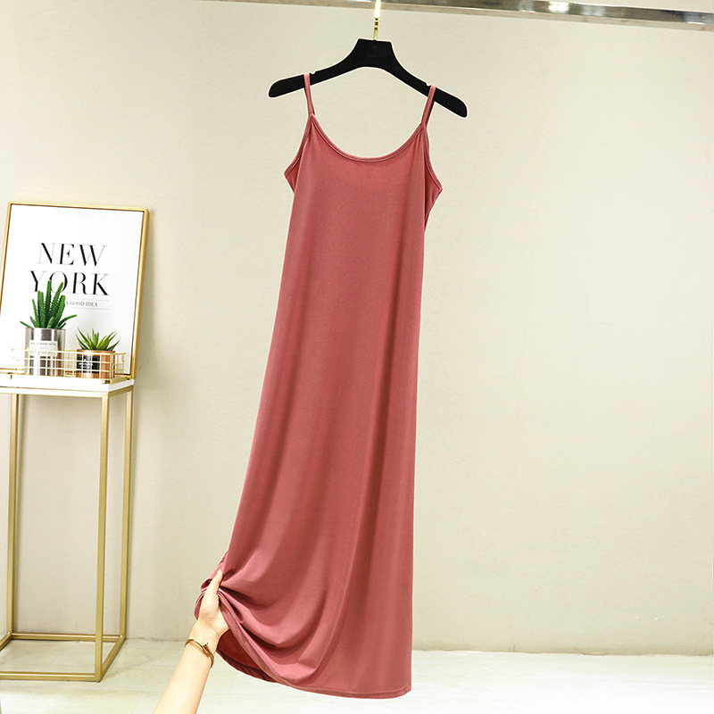 Women Sleepwear Sleeveless Modal Cotton Nightgown Sling Sleep Dress Casual - Picture 19 of 20