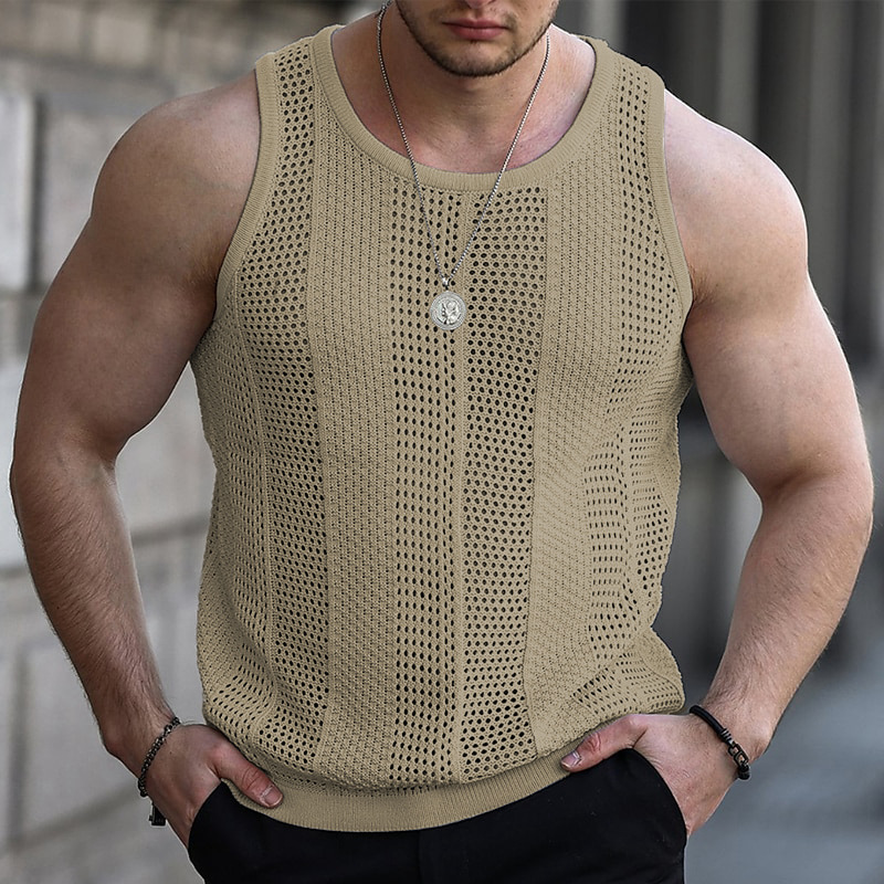 Mens Tank Top Shirts Comfortable Breathable Casual Summer Sleeveless Knit Vest