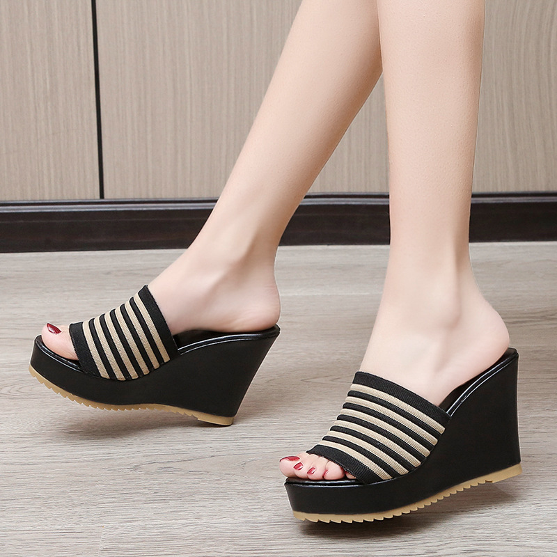 Women Wedge Slippers Slip On High Heels Platform Sandals Summer Casual Shoes - Picture 11 of 13