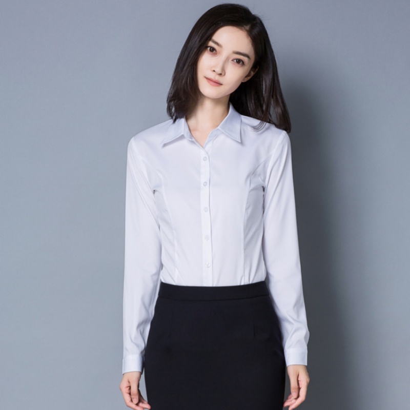 Womens Dress Shirts Long Sleeve Button Down Shirt Wrinkle-Free Solid Work Blouse - Picture 9 of 14