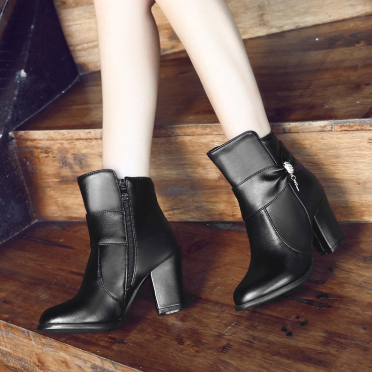 Zapatos para mujer de cuero sintético tacones altos con cremallera botas al tobillo talla grande EE. UU. - Imagen 17 de 19