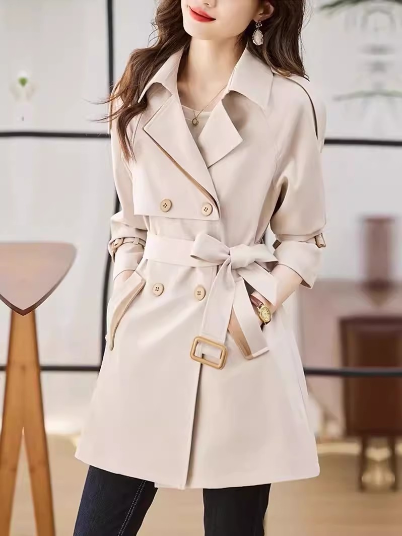Wavlynn Destiny Womens Double Breasted Trench Coat Beige Versatile Office To Weekend Wear main image 0
