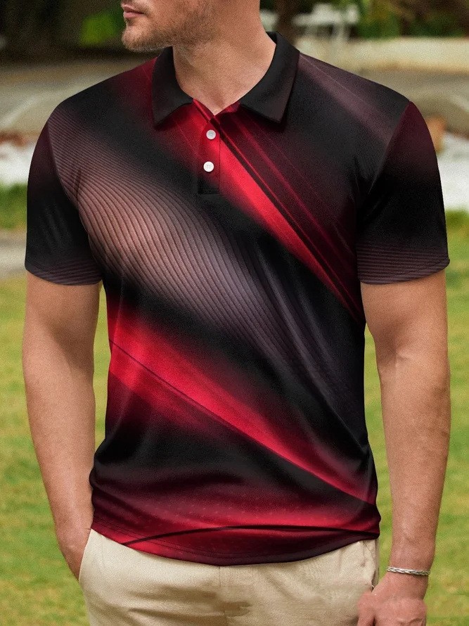 Men's 3D Printed Sports Short Sleeve Golf Shirt Summer Casual Lapel T-shirt Tops