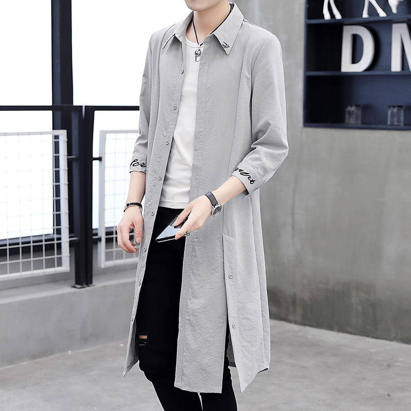 M-3XL Korean Mens 3/4 Sleeve Slim Fit Long Shirts Casual Tops Coats Outwear HOT - Picture 11 of 11