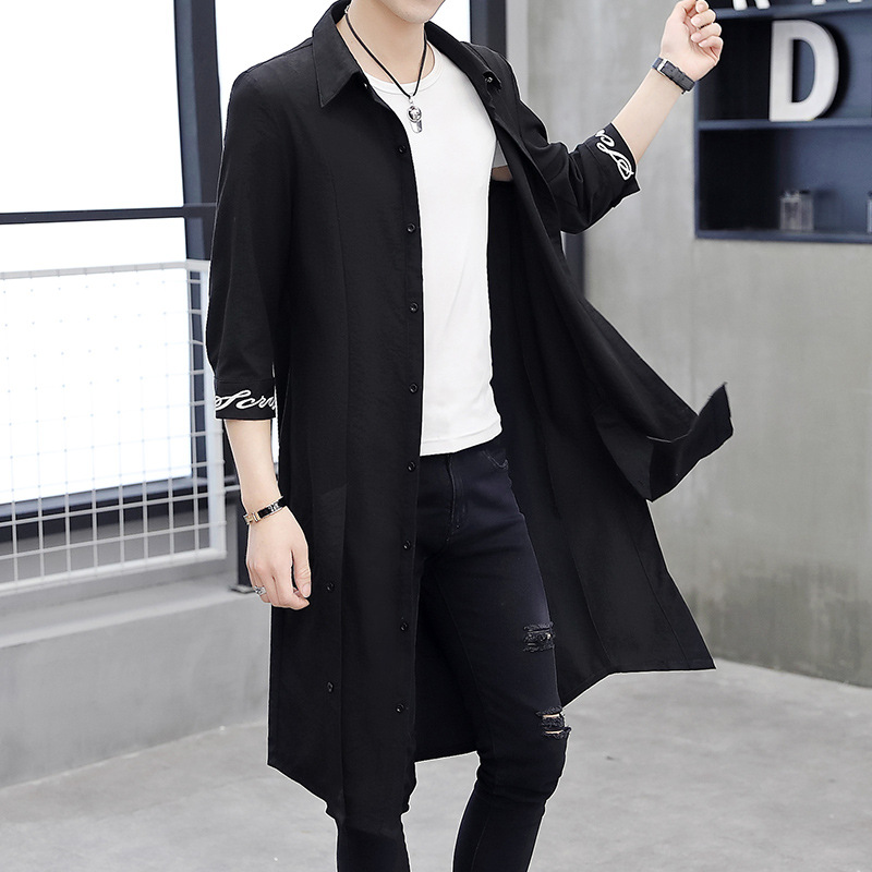 M-3XL Korean Mens 3/4 Sleeve Slim Fit Long Shirts Casual Tops Coats Outwear HOT - Picture 9 of 11