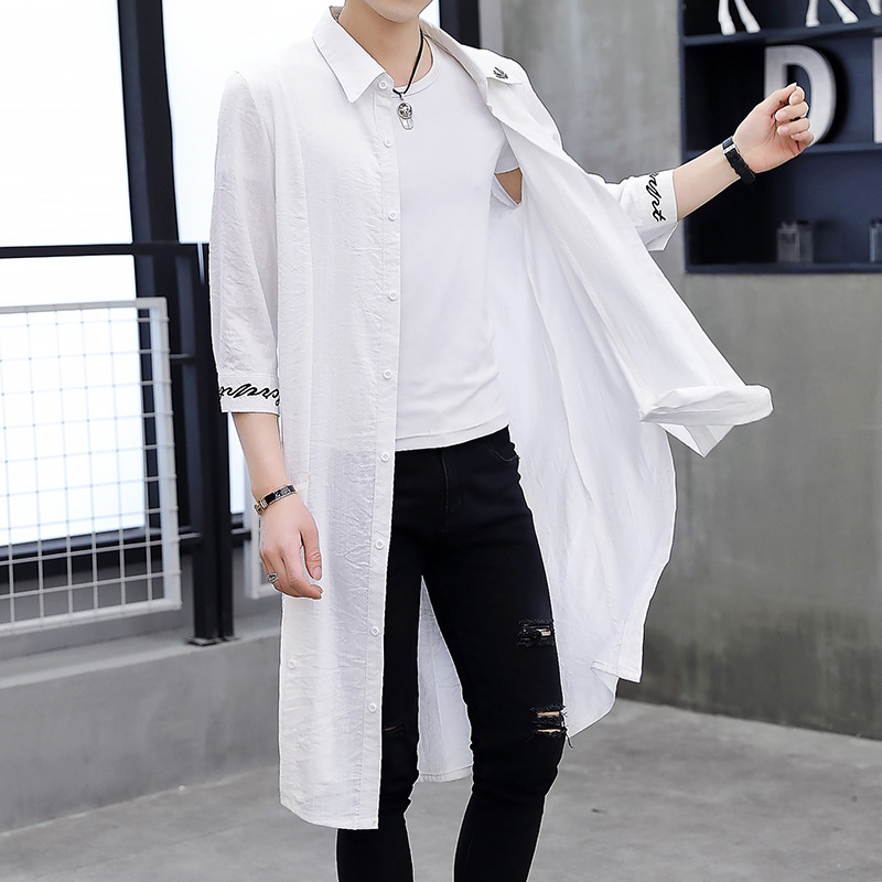 M-3XL Korean Mens 3/4 Sleeve Slim Fit Long Shirts Casual Tops Coats Outwear HOT - Picture 10 of 11