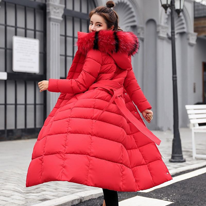 Winter Warm Women Faux Fur Long Quilted Parka Ladies Girls Coat Hooded Jacket - Picture 12 of 14