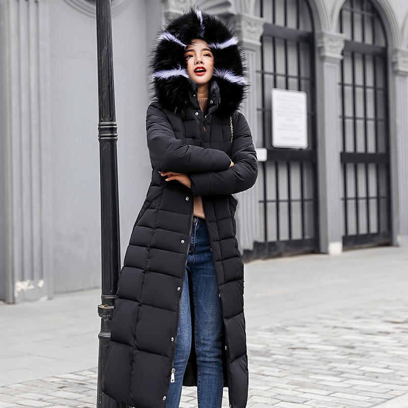 Winter Warm Women Faux Fur Long Quilted Parka Ladies Girls Coat Hooded Jacket - Picture 9 of 14