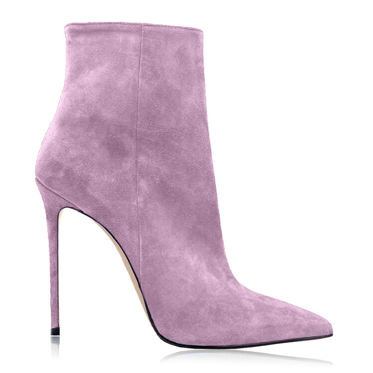 Women's Suede Pointy Toe Party Ankle Boots Stilettos High Heels Pumps Dress - Picture 25 of 27