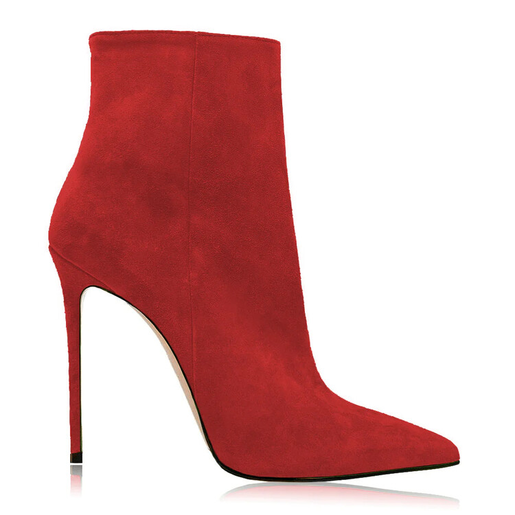 Women's Suede Pointy Toe Party Ankle Boots Stilettos High Heels Pumps Dress - Picture 20 of 27