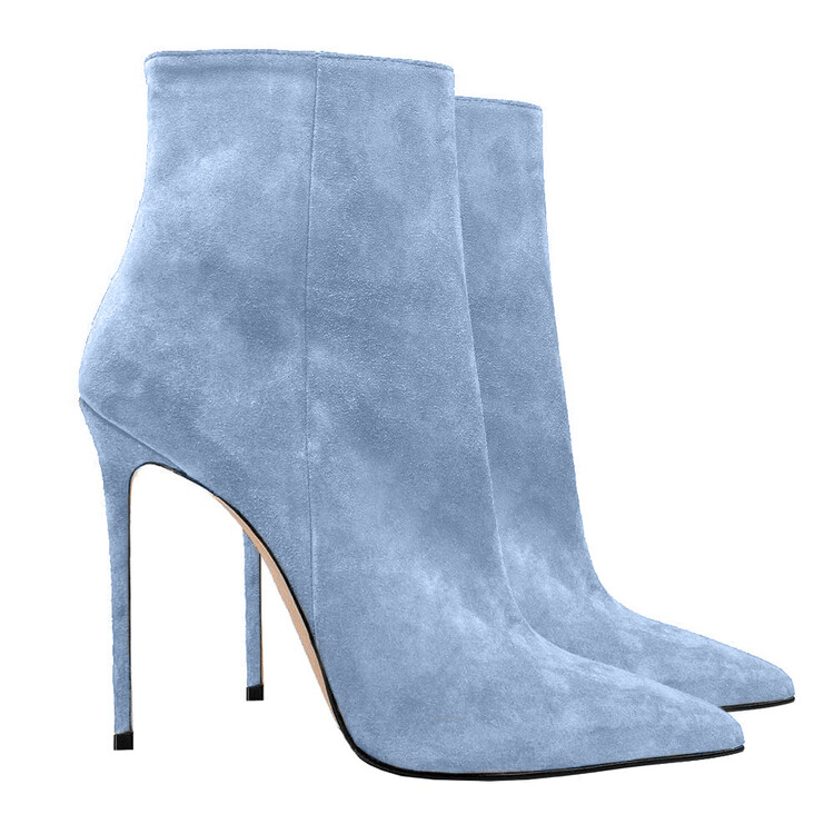 Women's Suede Pointy Toe Party Ankle Boots Stilettos High Heels Pumps Dress - Picture 23 of 27