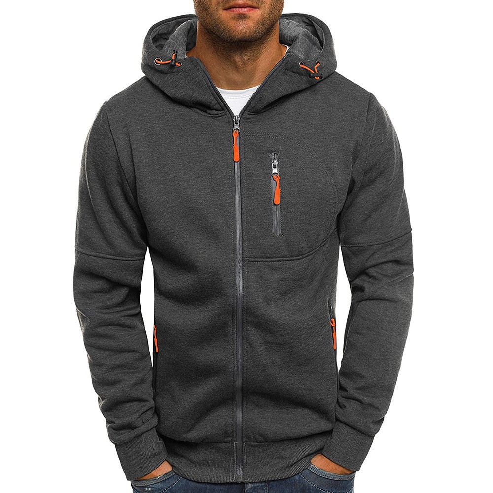 Mens Fleece Lined Hoodie Long Sleeve Zip Up Pocket Warm Jacket Sweatshirts Coat