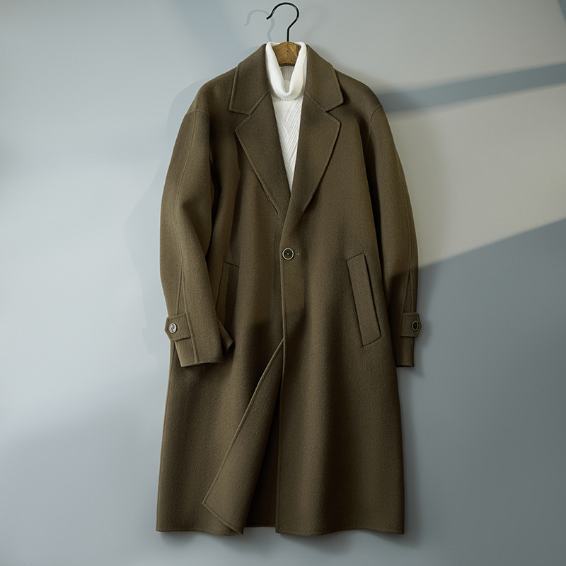Men's Double-sided Cashmere High-end Thickened Windbreaker Wool Mid-length Coat - Picture 14 of 14