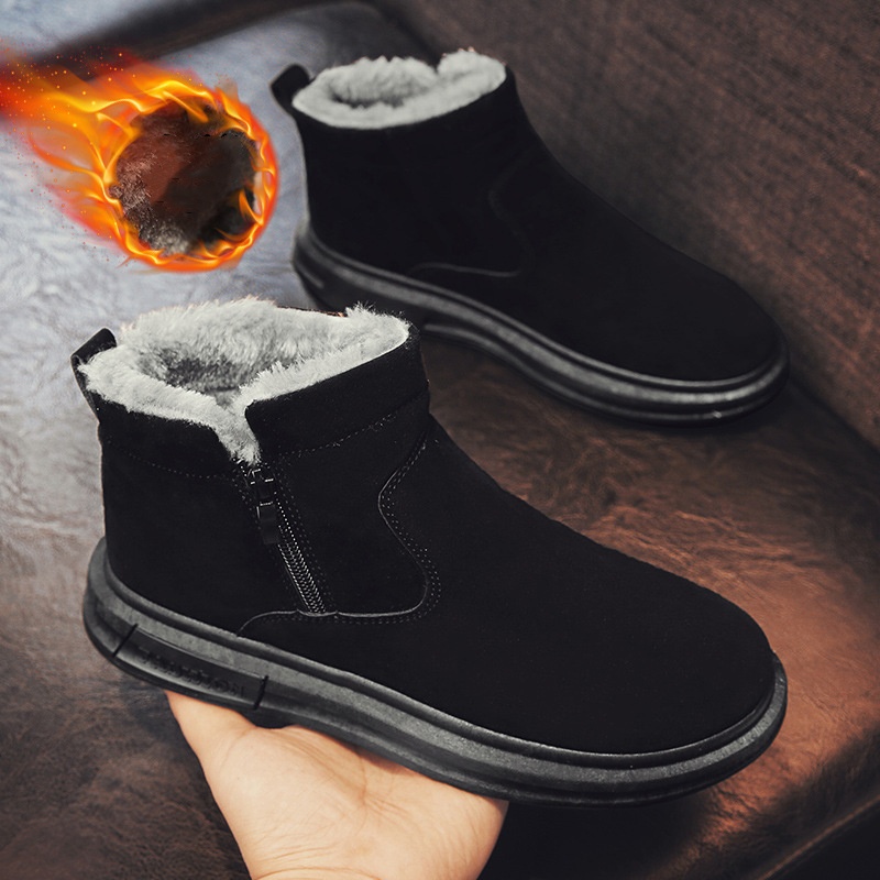 Mens Fur Inside Warm Outdoor Walking Sports Hot Winter Snow Ankle Boots Shoes - Picture 7 of 8