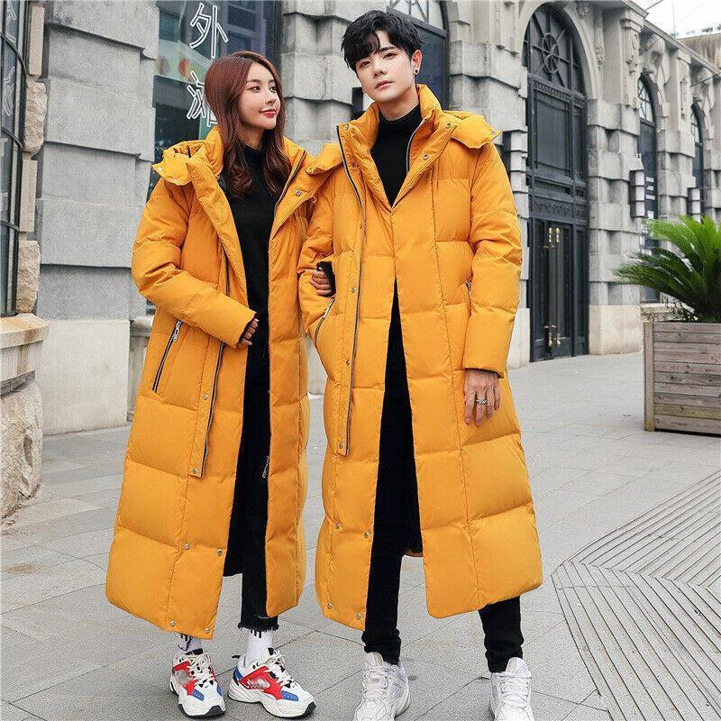 Men's Down Jacket Long Style Hooded Couples Casual Coat Winter Warm Loose Coat - Picture 6 of 6