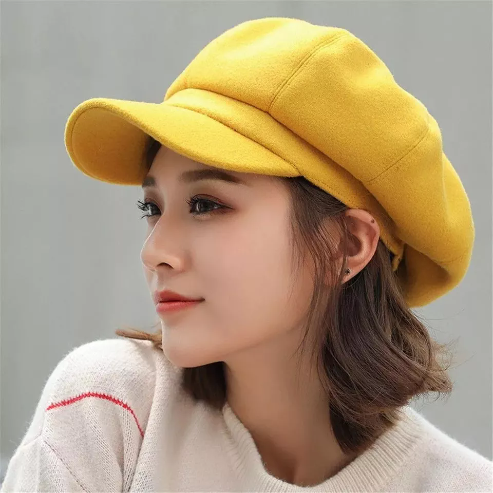 Ladies Women Girl Wool Blend Baker Boy Peaked Cap Newsboy Hat Retro Beret Cap