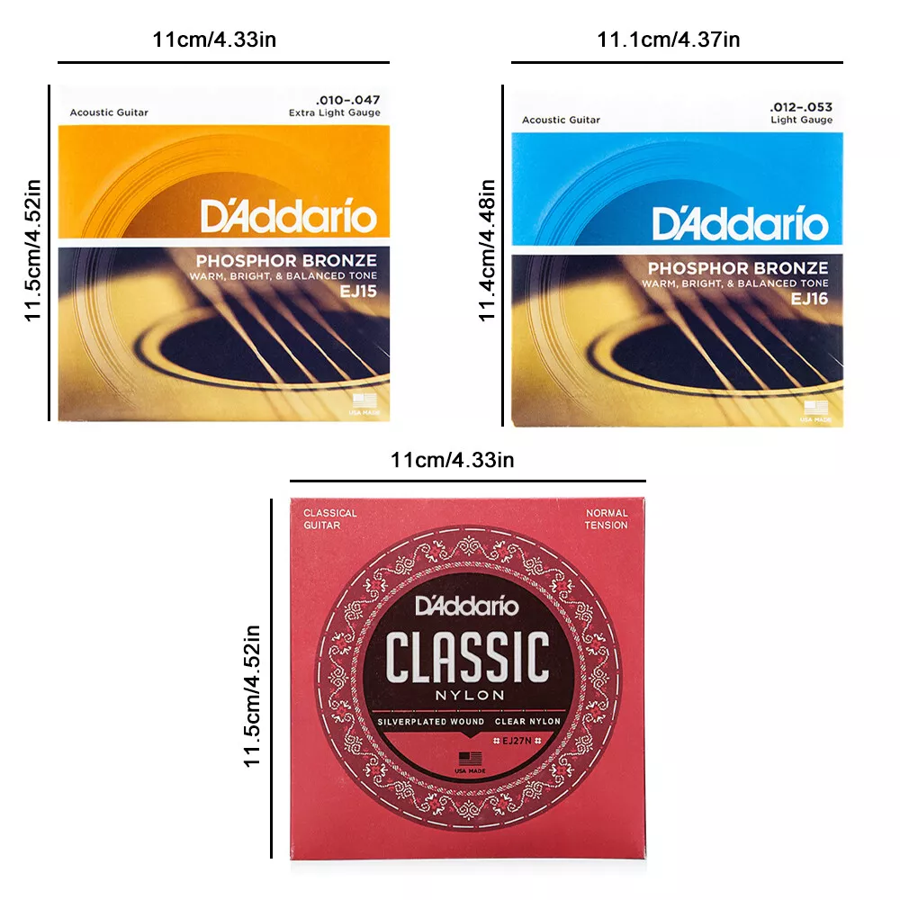 3pcs D'Addario EJ Phosphor Bronze Acoustic Guitar Strings - EJ15 EJ16 EJ27 - Picture 15 of 15