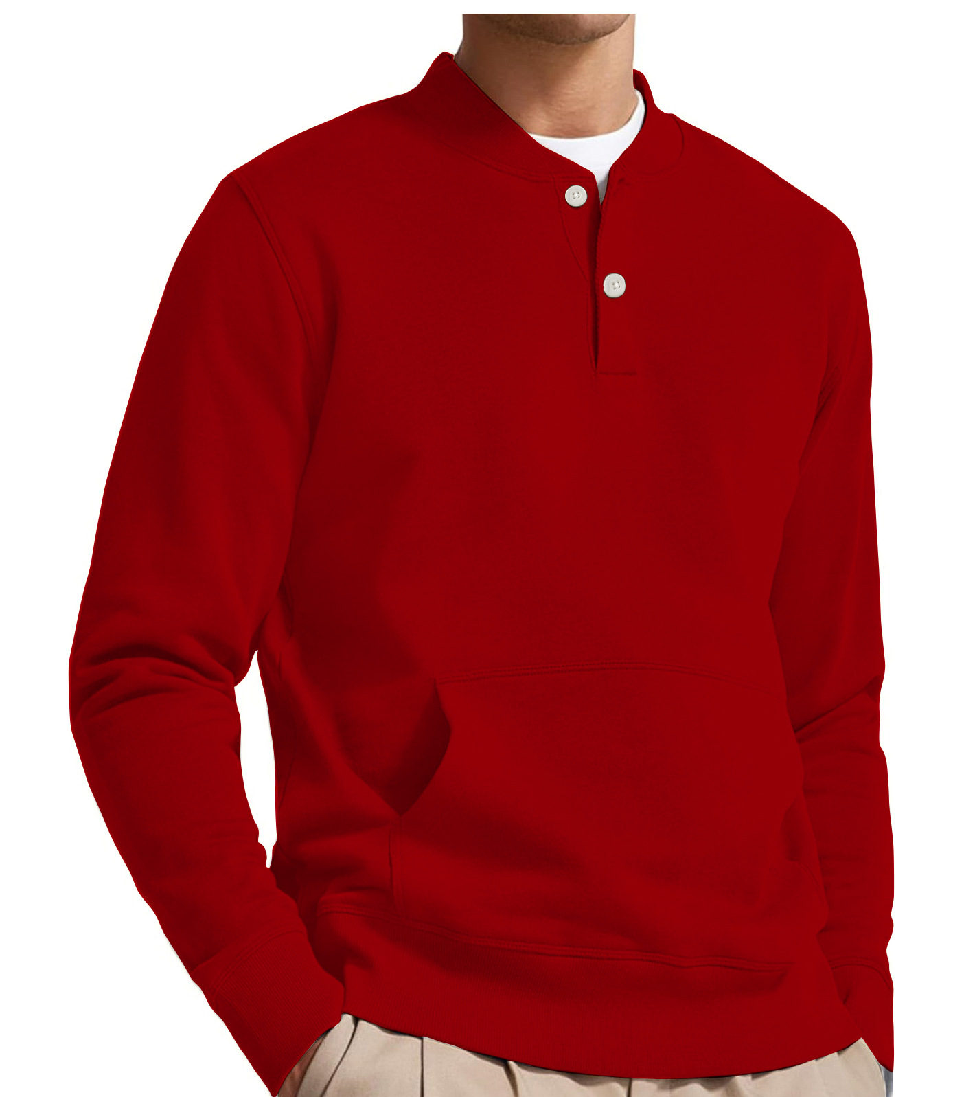 Men's Long Sleeve Henley Pullover Sweatshirt Casual Button Up Soild Color Shirts