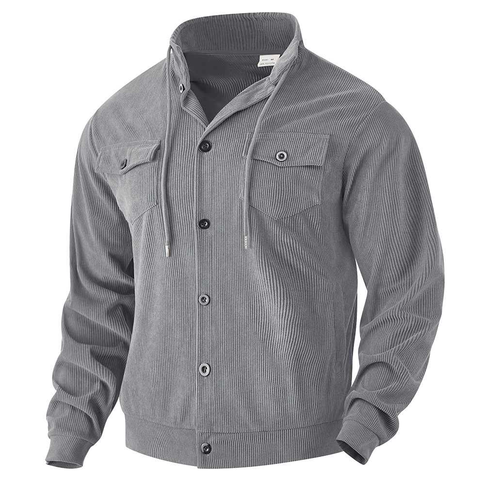 Men's Corduroy Jacket Fashion Cargo Shirt Jacket Casual Long Sleeve Outwear Tops - Picture 16 of 18