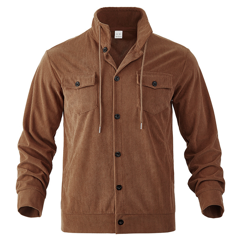 Men's Corduroy Jacket Fashion Cargo Shirt Jacket Casual Long Sleeve Outwear Tops - Picture 17 of 18