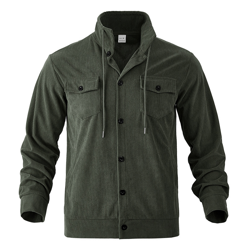 Men's Corduroy Jacket Fashion Cargo Shirt Jacket Casual Long Sleeve Outwear Tops - Picture 15 of 18