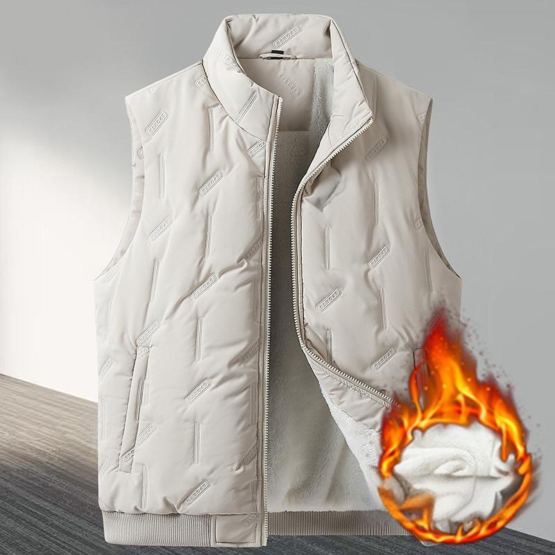 Men's Fleeced Vest Casual Stand Collar Thermal Vest Warm Padded Jacket Waistcoat - Picture 21 of 23