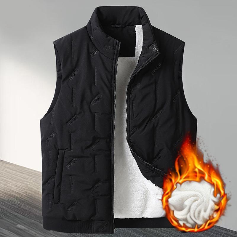 Men's Fleeced Vest Casual Stand Collar Thermal Vest Warm Padded Jacket Waistcoat - Picture 19 of 23
