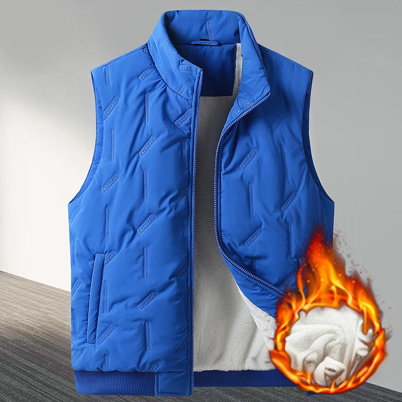 Men's Fleeced Vest Casual Stand Collar Thermal Vest Warm Padded Jacket Waistcoat - Picture 22 of 23