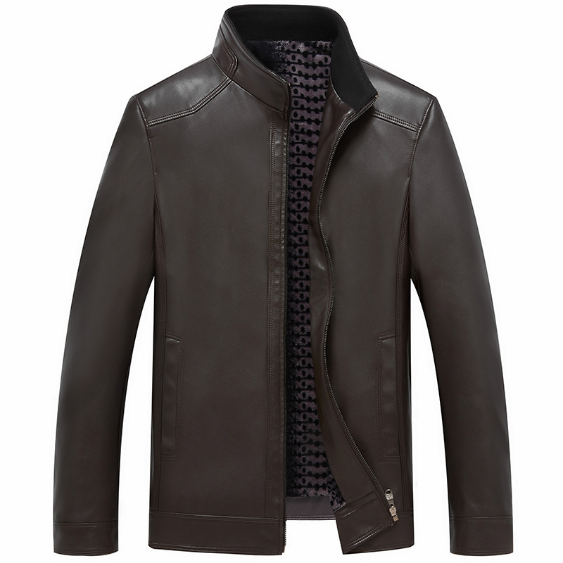 Cappotto uomo pelle PU pile giacca zip slim biker moto giacca outwear - Foto 9 di 9