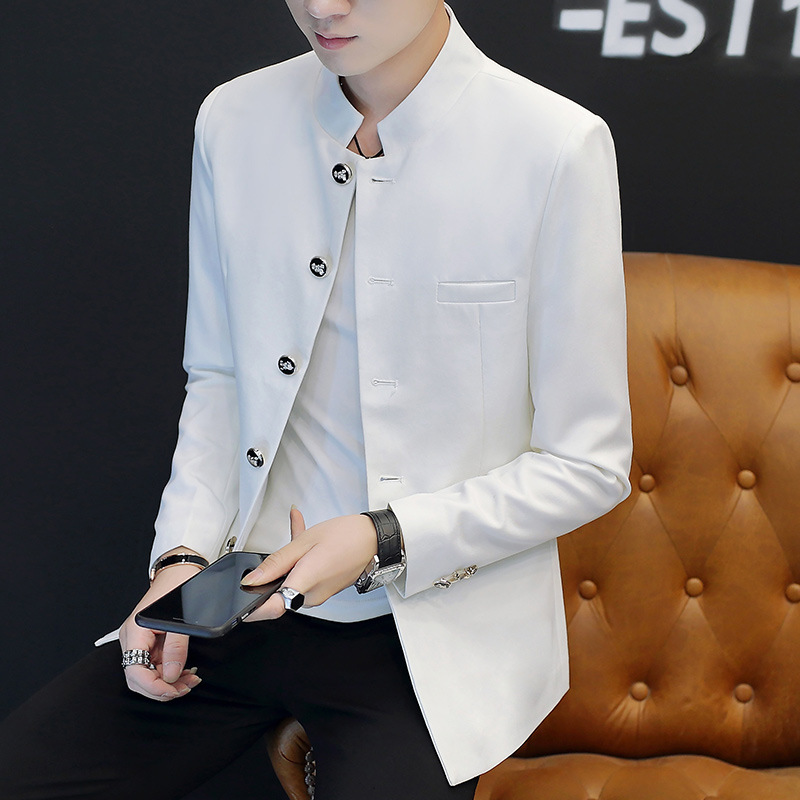 Men's Blazer Casual Chinese Tunic Suit Stand Collar Jackets Coat SIngle Breasted - Picture 17 of 19