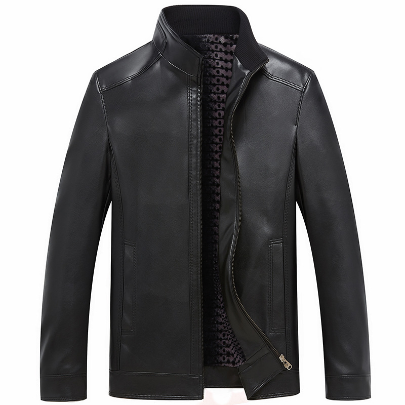Cappotto uomo pelle PU pile giacca zip slim biker moto giacca outwear - Foto 8 di 9