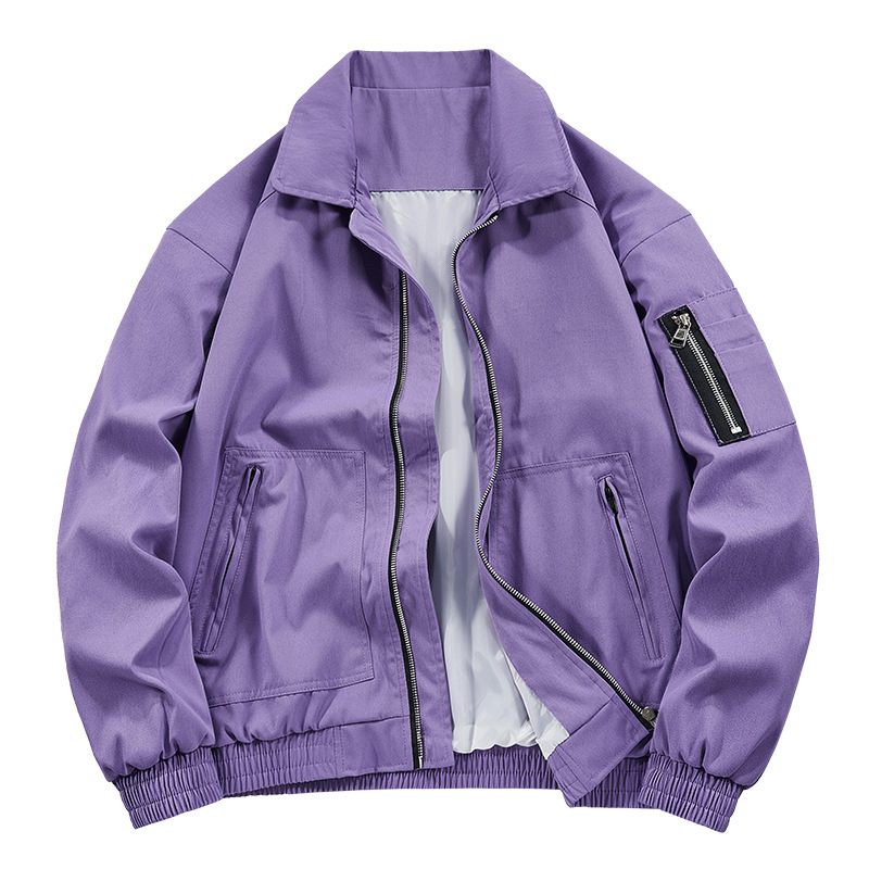 Chaqueta de béisbol de color liso para hombre al aire libre primavera/otoño piloto chaqueta de vuelo abrigo - Imagen 35 de 40