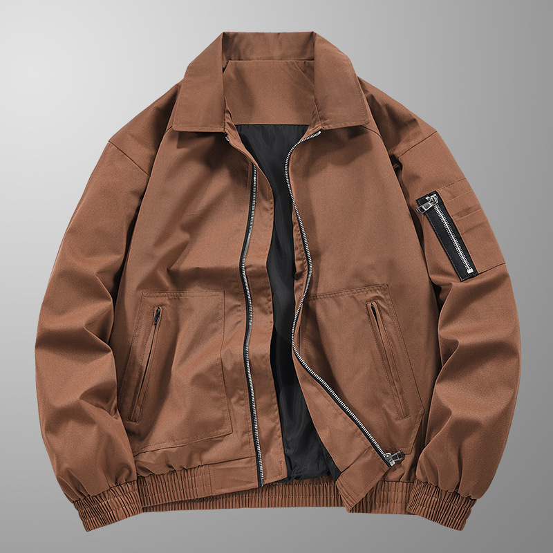 Chaqueta de béisbol de color liso para hombre al aire libre primavera/otoño piloto chaqueta de vuelo abrigo - Imagen 31 de 40