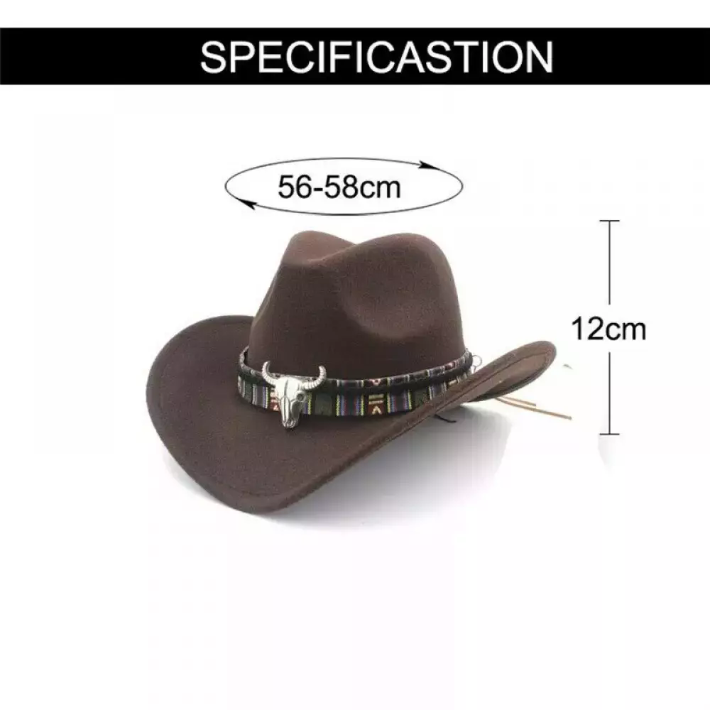 Womens Mens Hat Cowgirl Cowboy Wild West Hats Western Headwear Wide Brim Cap UK - Picture 9 of 31