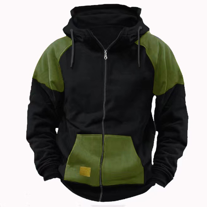 Men's Zipper Pullover Long Sleeve Hooded Sweatshirt Tops