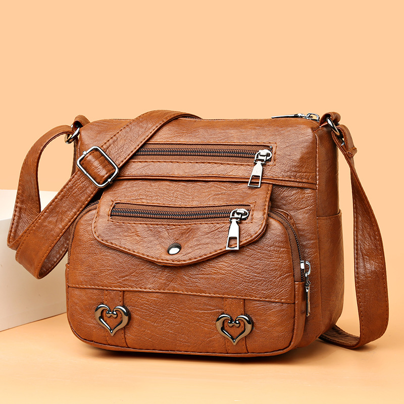 Luxury Women's Soft Leather Handbag Classic Ladies Shoulder Cross Body Bag Brown