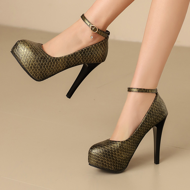 Zapatos de salón de mujer con tacón de aguja alto correa en el tobillo moda plataforma Mary Jane 34-4 - Imagen 21 de 23