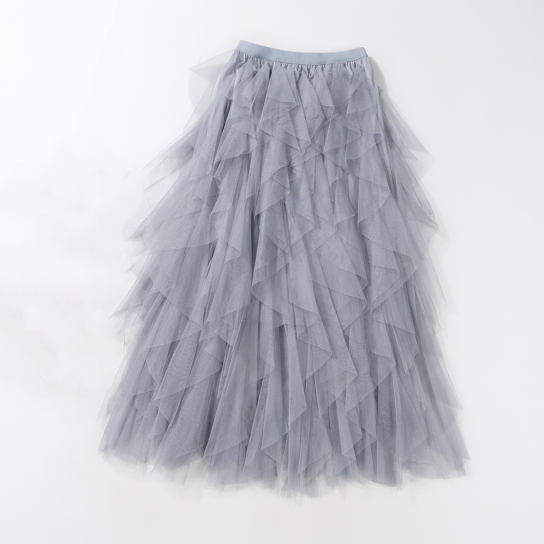 Summer Womens Elastic High Waist Ruffle Mesh Tulle Tutu Skirt Pleated Long Dress - Picture 19 of 20