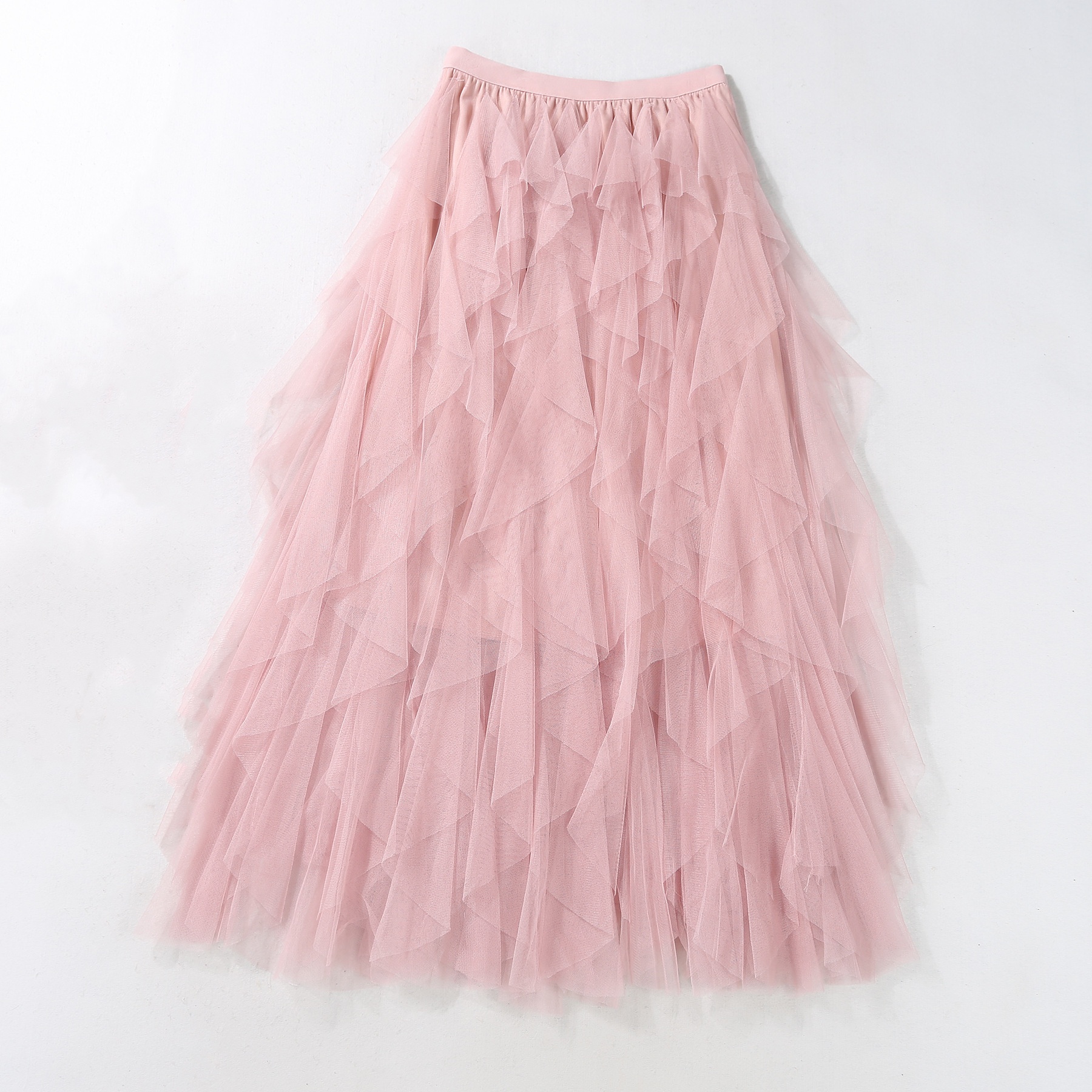 Summer Womens Elastic High Waist Ruffle Mesh Tulle Tutu Skirt Pleated Long Dress - Picture 18 of 20